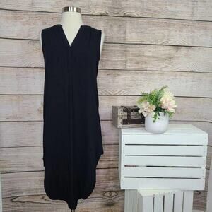 Cupio Womens Shift Dress Size S Black V Neck Sleeveless High‎ Low Flowy